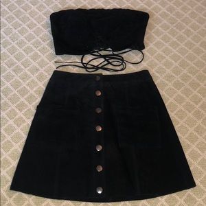 100% real Suede skirt and crop set